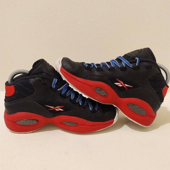 Reebok Question Mid 76ers Bred Men Reebok Question Mid SS Basketball Shoes Black/Red/Blue Sixers (AR1958) Sz 5
